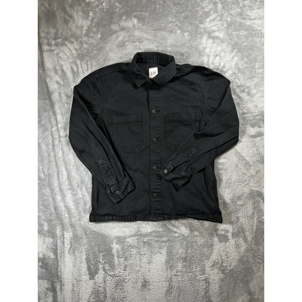 Gap Black Denim Shirt Jacket, Men's Small Biker Style